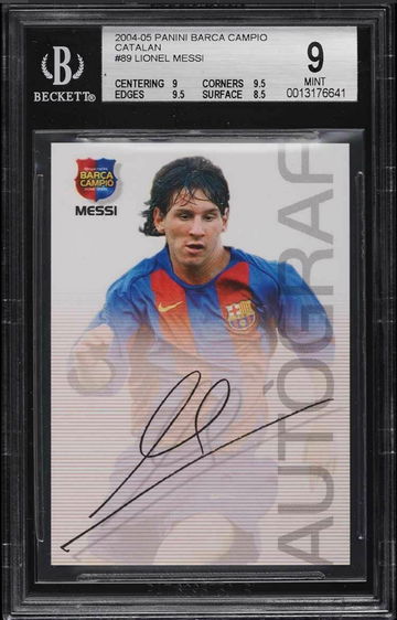 2004 Panini Mega Cracks Barca Campio CATALAN Lionel Messi ROOKIE RC #89 BGS 9