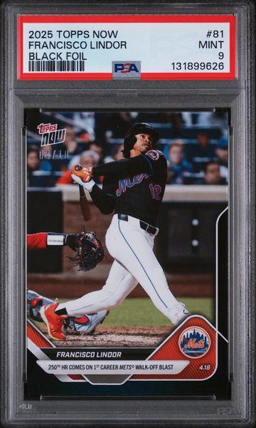 2025 Topps Now Black Foil Francisco Lindor #81 /10 PSA 9