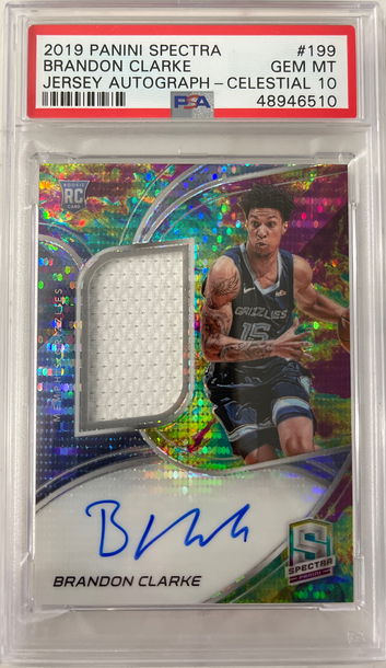 2019 Panini Spectra Brandon Clarke Jersey Autograph Celestial PSA 10 #’d 19/99