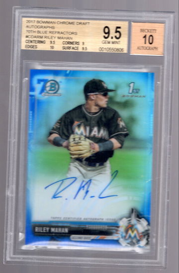 Riley Mahan 2017 Bowman 70th Blue Refractor Auto