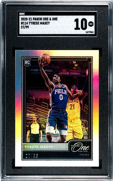 2020-21 Panini One And One #114 Tyrese Maxey 76ers RC Rookie #/99 SGC 10