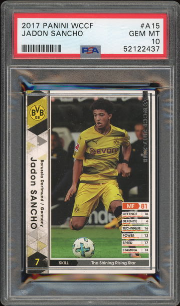 2017 Panini WCCF Jadon Sancho PSA 10 RC Rookie Borrusia Dortmund