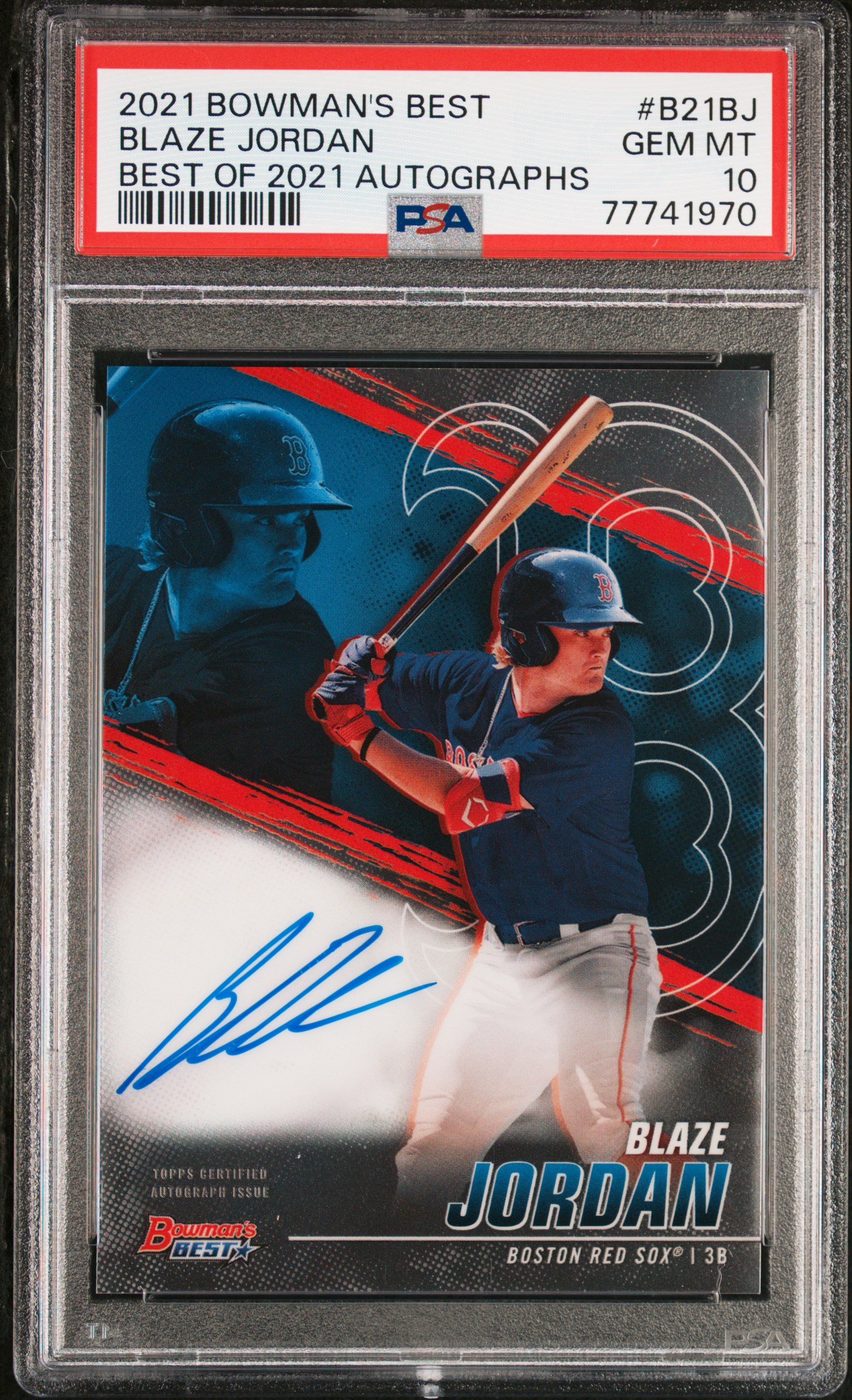 Blaze Jordan 2021 Bowman's Best Of 2021 Autographs #B21BJ Auto PSA 10 - Red Sox