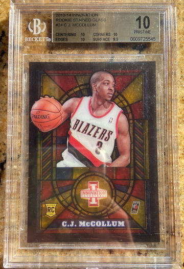 2013-14 Panini Innovation C.J. McCollum Gold Stained Glass RC Rookie BGS 10 Pristine