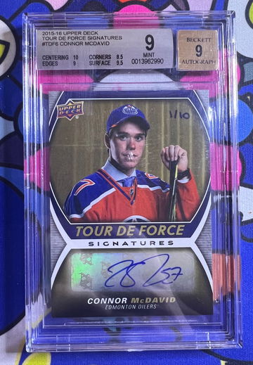 2015 Upper Deck Series 1 Tour De Force Signatures Connor McDavid Rookie Auto 1/10 BGS  