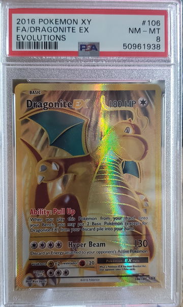 2016 Pokemon Evolutions Full Art Dragonite EX 106 PSA 8