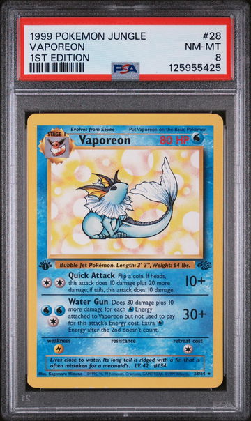 1999 Pokemon Jungle 1st Edition Vaporeon #28 PSA 8
