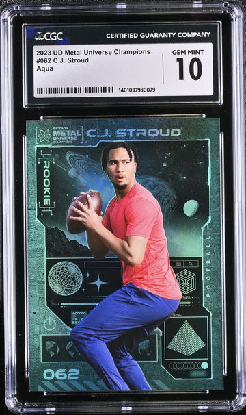 2023 C.J. STROUD METAL UNIVERSE CHAMPIONS AQUA #062 CGC 10 FT.C2.38