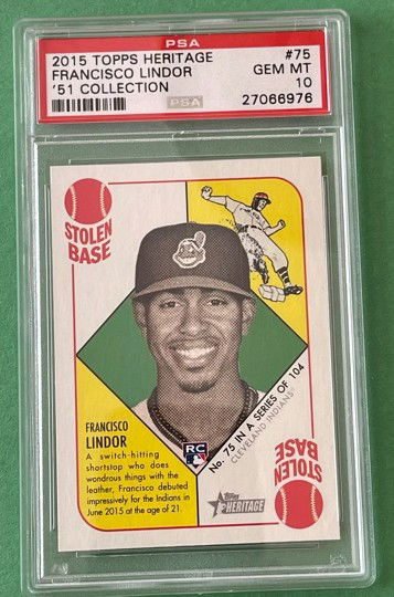 2015 TOPPS HERITAGE FRANCISCO LINDOR 1951 Collection Rookie Card RC PSA 10 GEM MINT