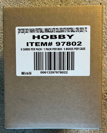 2021 Panini Immaculate Collegiate Football Sealed CASE (5 boxes)