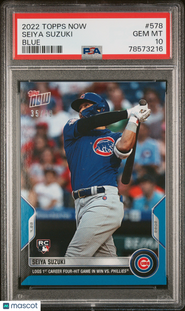 2022 Topps Now Seiya Suzuki #578 Blue /49 PSA 10