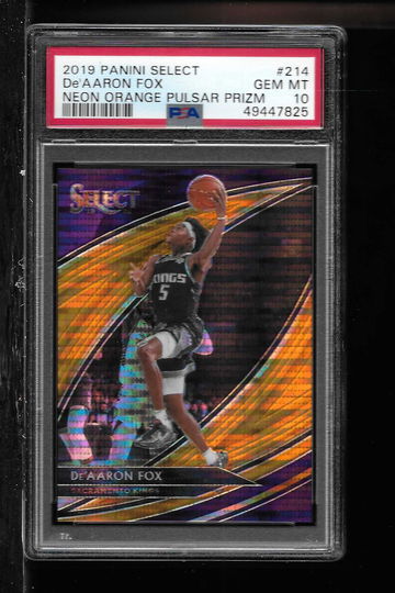 2019 PANINI SELECT DEAARON FOX NEON ORANGE PULSAR PSA 10