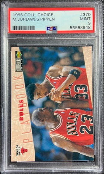 1996 Collector's Choice #370 Michael Jordan Scottie Pippen HOF Bulls PSA 9 Mint