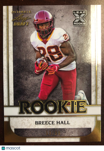 BREECE HALL 2022 Leaf Ultimate Draft GOLD SP #53/99 Iowa State Cyclones JETS