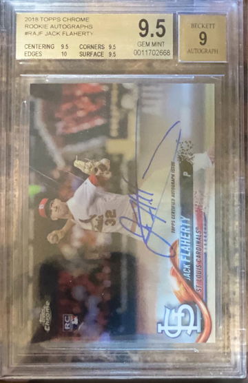 201& Topps Chrome Jack Flaherty 9.5 true Gem plus 9 Auto