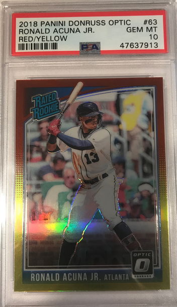 2018 Donruss Optic Ronald Acuna Jr. Red Yellow Prizm