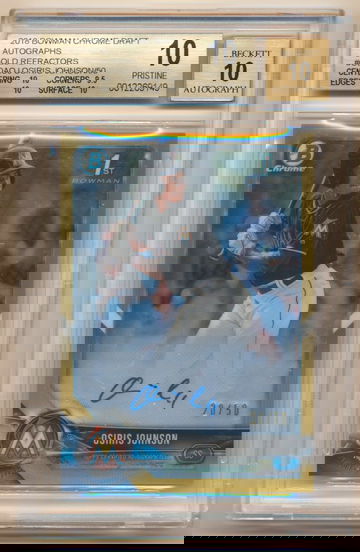 2018 Bowman Draft Osiris Johnson Gold Refractor /50 Chrome Auto BGS 10 PRISTINE