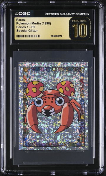1998 Pokémon Merlin Series 1 Special Glitter Paras #S9 Sticker CGC Pristine 10