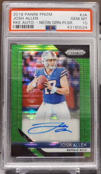 2018 Prizm Neon Green Pulsar Josh Allen RC Auto PSA10