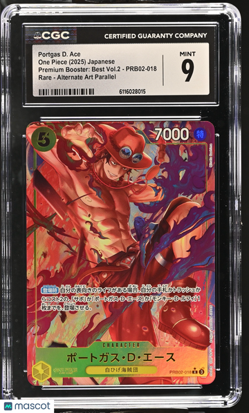 2025 One Piece Premium Booster: Best Vol.2 Portgas D. Ace Alternate Art Parallel Japanese CGC 9 #PRB02-018