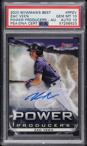 2020 Bowman's Best Zac Veen Auto Refractor Power Producers PSA 10 / DNA 10 GEM MINT