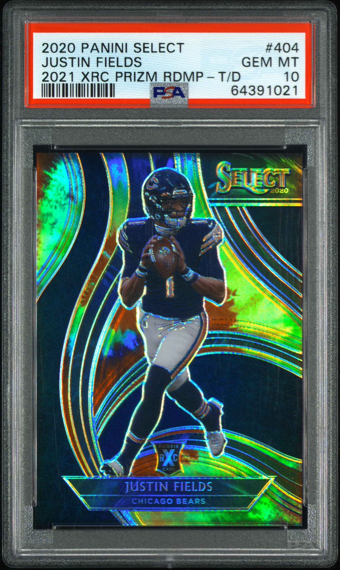 2020 Panini Select 2021 XRC Prizm Redemption Justin Fields #404 PSA 10