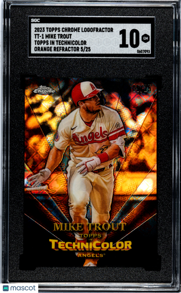 2023 Topps Chrome Logofractor Mike Trout #TT-1 In Technicolor Orange Refractor SGC 10