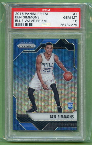 BEN SIMMONS 2016 PANINI PRIZM BLUE WAVE Rookie Refractor /99 #1 PSA 10 