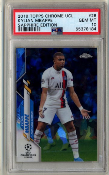 2019 Topps Chrome UEFA Sapphire #26 Kylian Mbappe PSA 10 Gem Mint