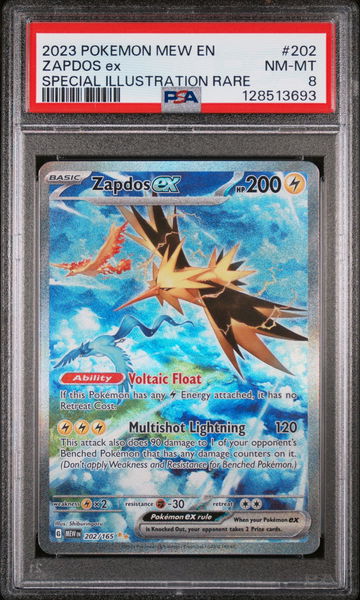 2023 Pokemon Scarlet and Violet 151 Special Illustration Rare Zapdos Ex #202 PSA 8