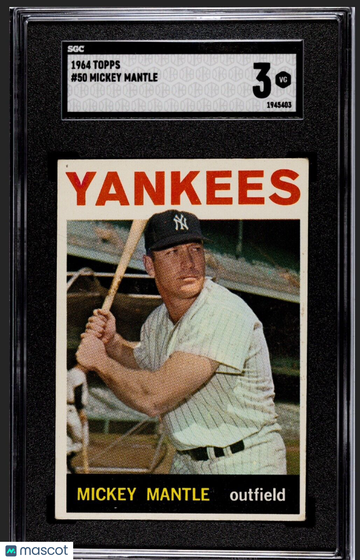 SGC 3 1964 Topps Mickey Mantle #50 VG Yankees Vintage Centered