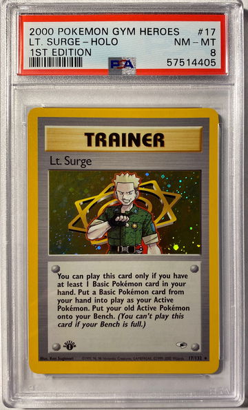 2000 Lt. Surge 1st Edition Gym Heroes #15 Pokemon Holo PSA 8 Near Mint Mint
