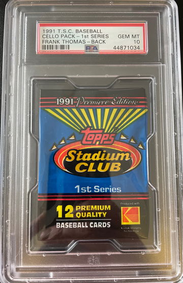 1991 Stadium Club Frank Thomas PSA 10 Cello Pack (back)