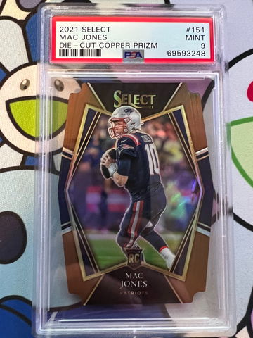2021 Select #151 Mac Jones Rookie Card PSA 9 Die-Cut Copper Prizm /199