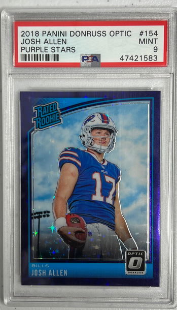 JOSH ALLEN 2018 DONRUSS OPTIC RATED ROOKIE #154 PURPLE STARS PRIZM /25 PSA 9