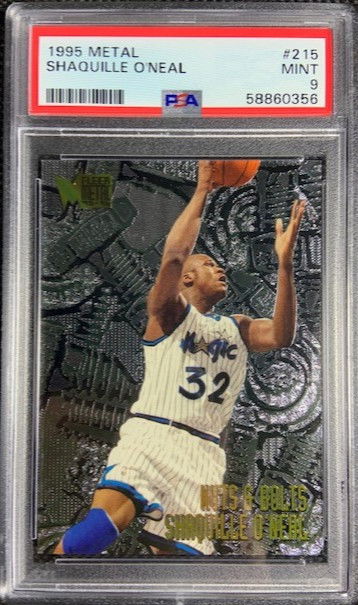 1995 Fleer Metal Nuts & Bolts #215 Shaquille ONeal Orlando Magic HOF PSA 9 MINT 