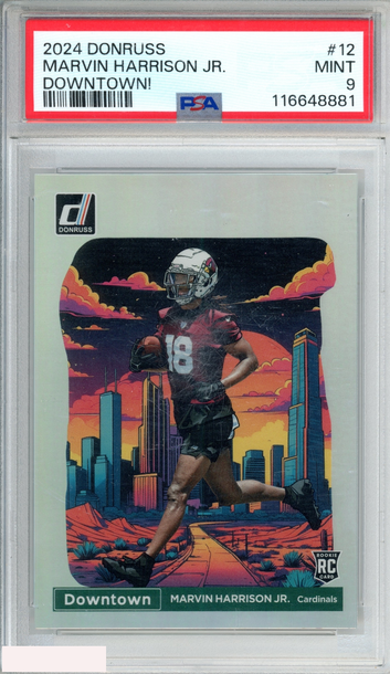 2024 PANINI DONRUSS DOWNTOWN! MARVIN HARRISON JR #12 ROOKIE RC PSA 9 MINT