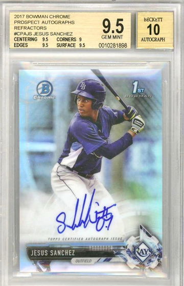 Jesus Sanchez 2017 Bowman Chrome Refractor RC Autograph /499 BGS 9.5 Gem Mint