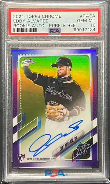 Eddy Alvarez 2021 Chrome Auto Purple Ref. PSA 10