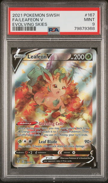 2021 Pokemon Sword and Shield Evolving Skies Leafeon V #167 PSA 9