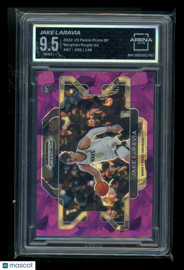 2022-23 Panini Prizm Jake LaRavia #87 Purple Ice /149 RC Variation Arena Club 9.5