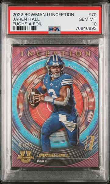 2022 Bowman Inception Fuchsia Foil Jaren Hall #70 RC /75 PSA 10