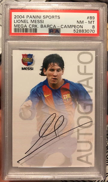 2004 Panini Sports Lionel Messi Mega Cracks Barca - Campeon #89 PSA 8