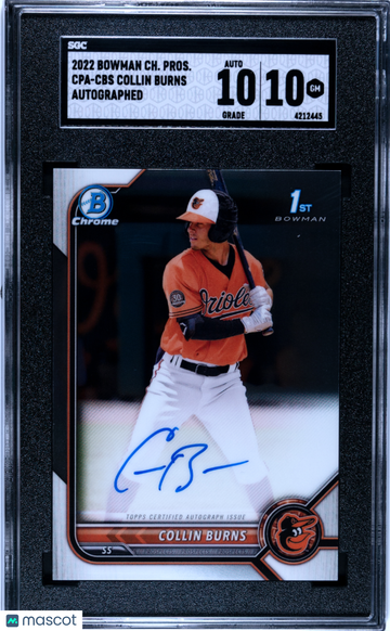 2022 Bowman Chrome Collin Burns #CPA-CBS Autograph SGC 10 Auto 10