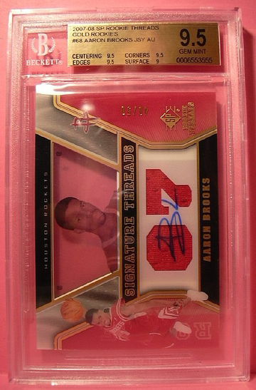 2007-08 SP ROOKIE THREADS GOLD ROOKIES #68 AARON BROOKS AUTO 46/50 BGS 9.5 GEM MINT