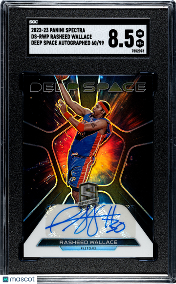 2022 Panini Spectra Rasheed Wallace #DS-RWP Deep Space Autograph SGC 8.5