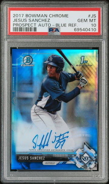 2017 Bowman Jesus Sanchez Blue Refractor Auto PSA 10
