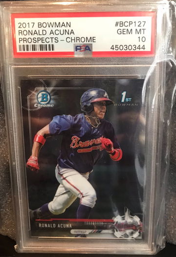 2017 Bowman Chrome Ronald Acuna #BCP127 RC PSA 10 Acuña 1st Bowman Rookie