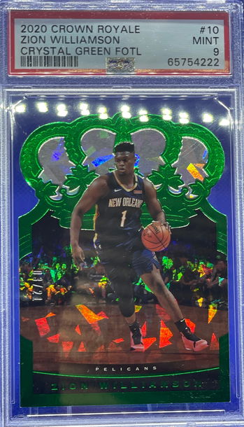 2020-21 Panini Crown Royale Zion Williamson Green Crystal FOTL 3/21 PSA 9 Mint