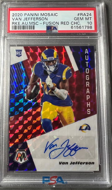 2020 Mosaic Van Jefferson rookie auto fusion red choice PSA 10 #RA24 RC